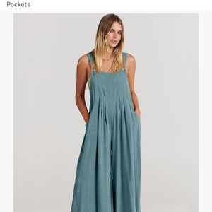 Women's Teal Wide-Leg Jumpsuit with Pockets